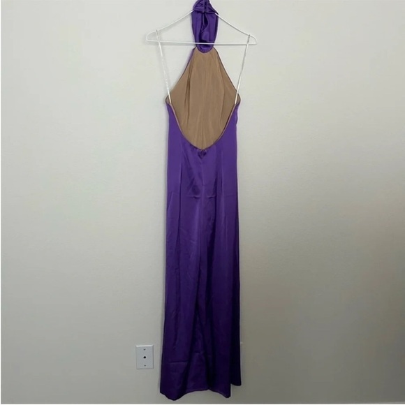 Katie May Robbie Satin Halter Jumpsuit Purple NWT - Picture 5 of 9